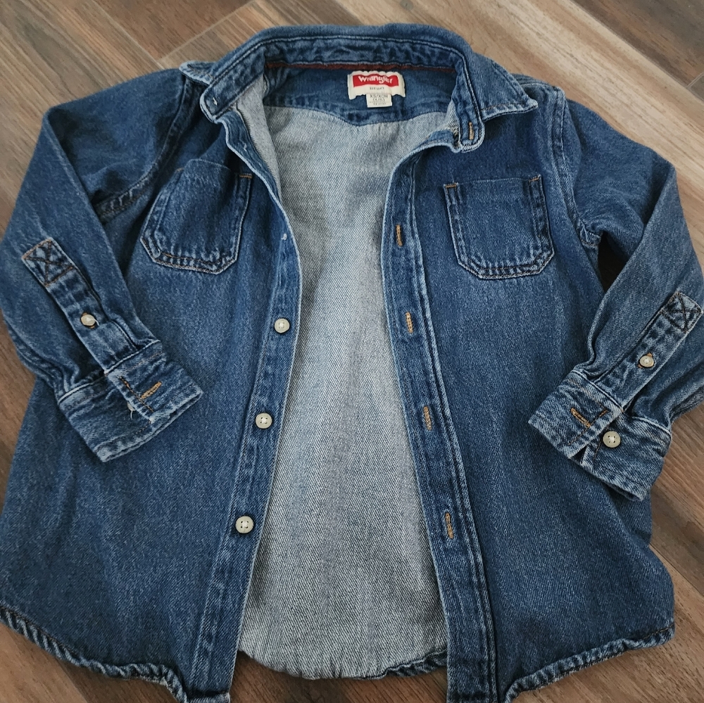 Kids wrangler long sleeve jean button down